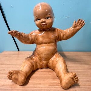 Vintage Realistic hobbyist handpainted ceramic Baby Doll. Creepy! GUC!